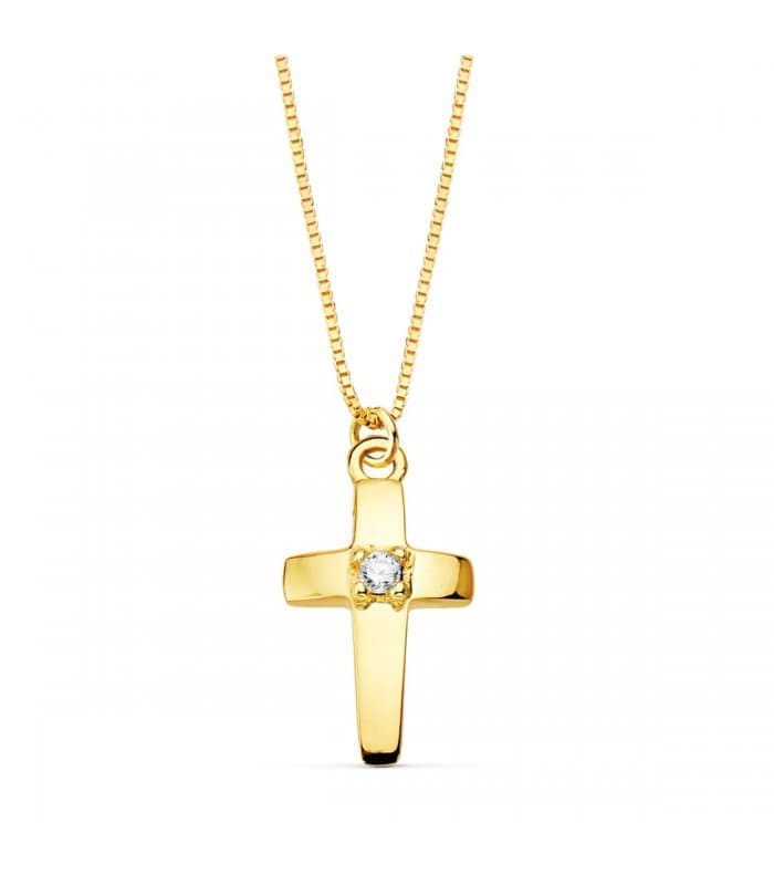 Gargantilla Cruz OA 18K Diamante 0.015 Qtes. 12mm