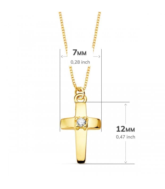 Gargantilla Cruz OA 18K Diamante 0.015 Qtes. 12mm