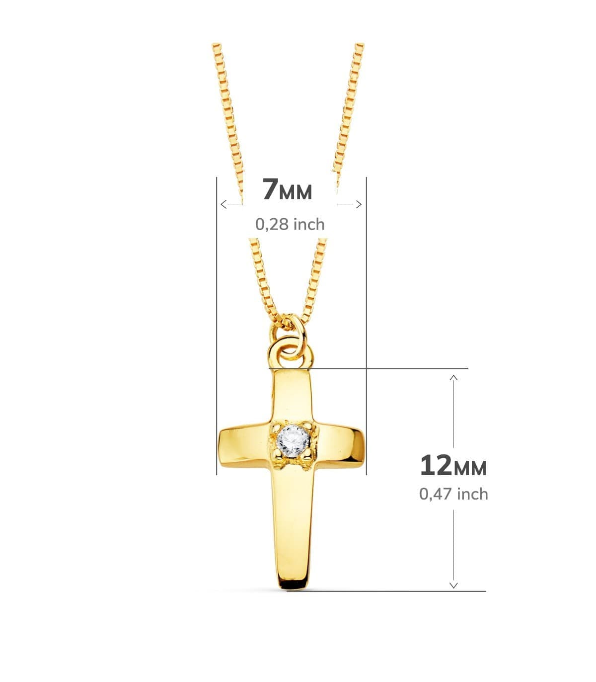 Gargantilla Cruz OA 18K Diamante 0.015 Qtes. 12mm