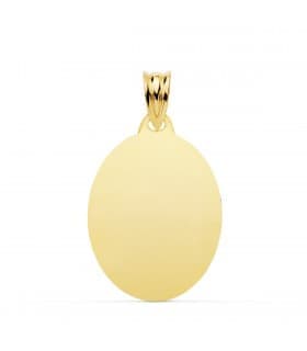 Chapa Oval Brillo Oro 18K 23mm - joyas personalizadas, colgante personalizado con grabado láser