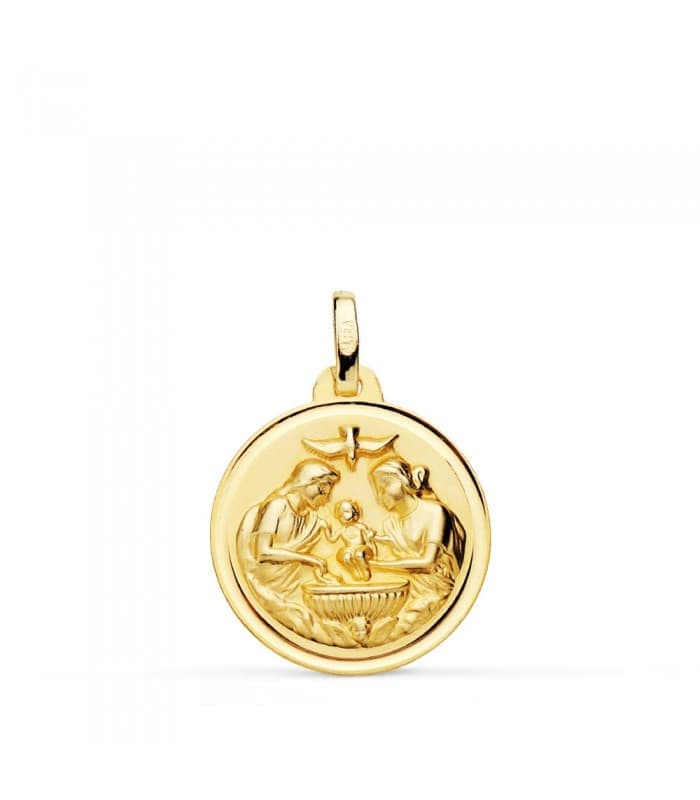 Medaglia Battesimo Sacra Famiglia oro 18kt 18mm