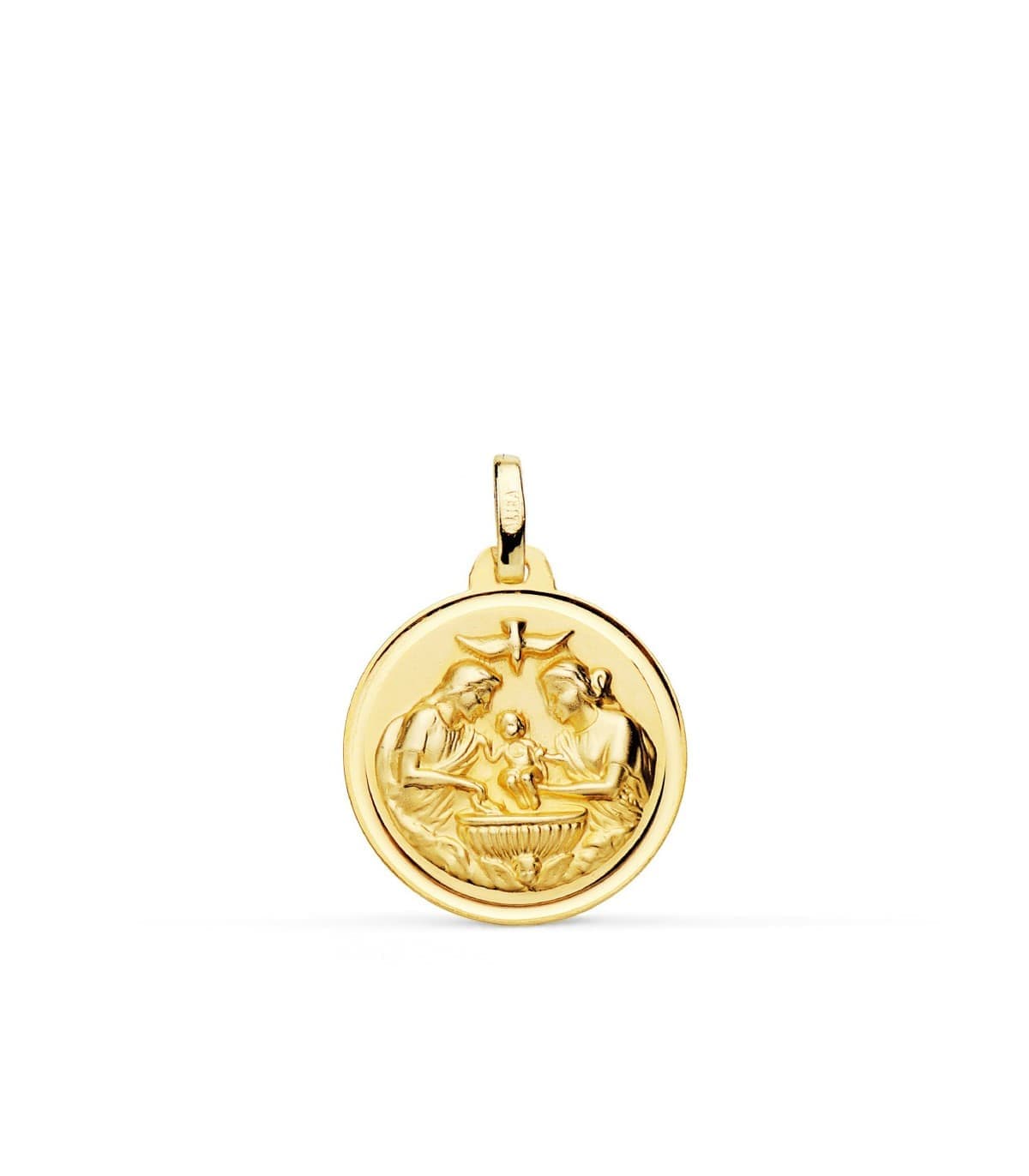 Medaglia Battesimo Sacra Famiglia oro 18kt 18mm