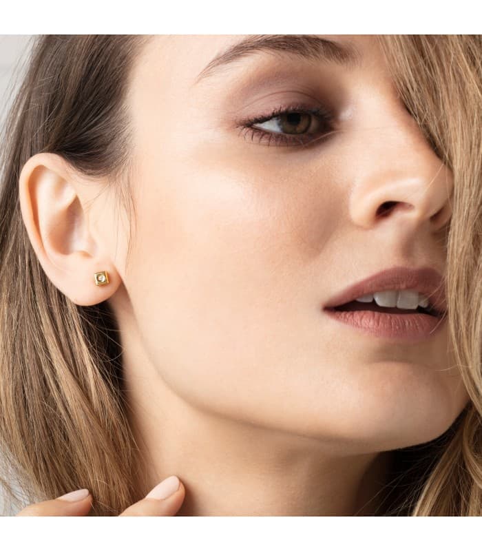 Boucles d'oreilles Chérie Diamants 0.030 Ct. Or Jaune 18K