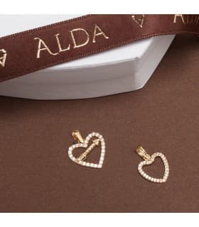Ciondolo Cuore con pavé di zirconi, oro giallo 18kt 13 mm - Gioielli San Valentino, amore.