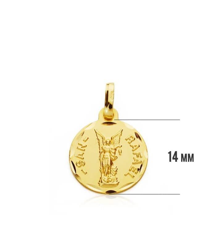 Medaglia San Raffaele Oro 18kt 14mm, medagliette religiose.