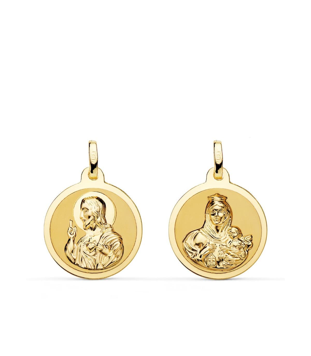 Scapolare del Carmelo Oro 18Kt 18 mm lucido - Sacro Cuore di Gesù