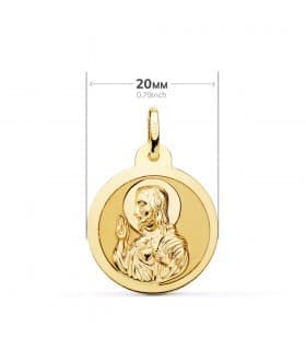 Escapulario V. Carmen y C. Jesús Oro 18K 20 mm Brillo