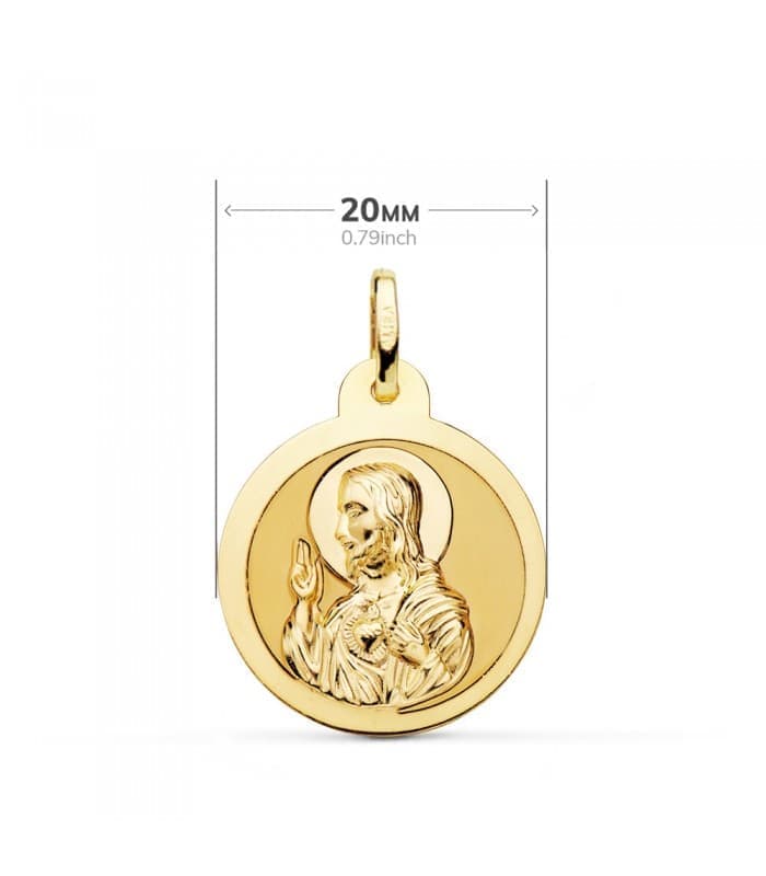 Medaglia Sacro Cuore di Gesù e Madonna del Carmine - Scapolare lucido 20 mm
