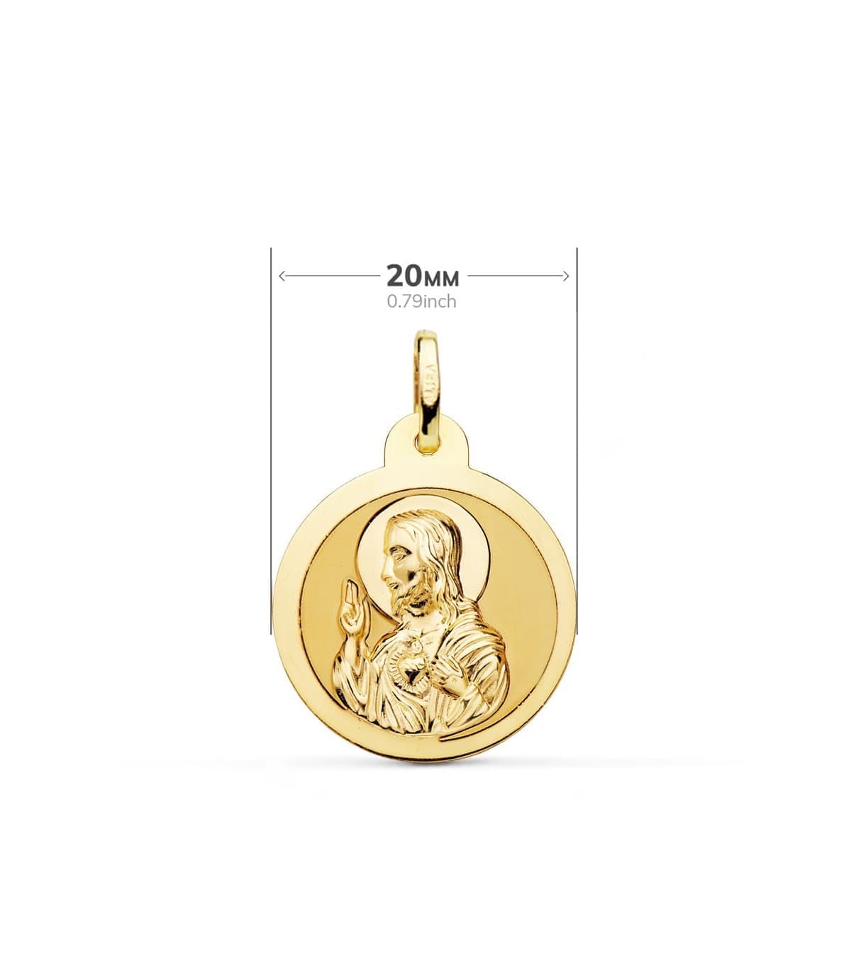 Escapulario V. Carmen y C. Jesús Oro 18K 20 mm Brillo