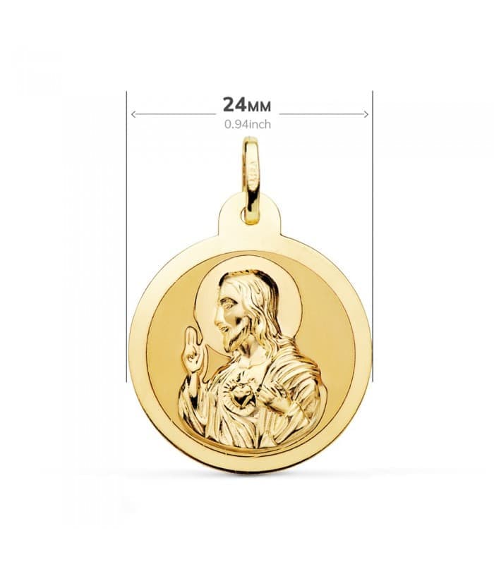 Scapolare Sacro Cuore di Gesù e Madonna del Carmine 24mm con finitura lucida.
