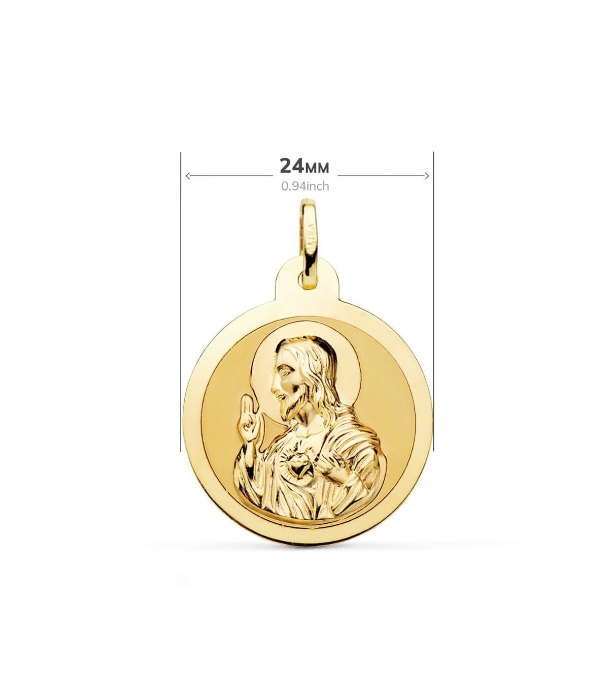 Escapulario V. Carmen y C. Jesús Oro 18K 24 mm Brillo