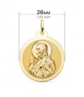 Escapulario V. Carmen y C. Jesús Oro 18K 26 mm Brillo