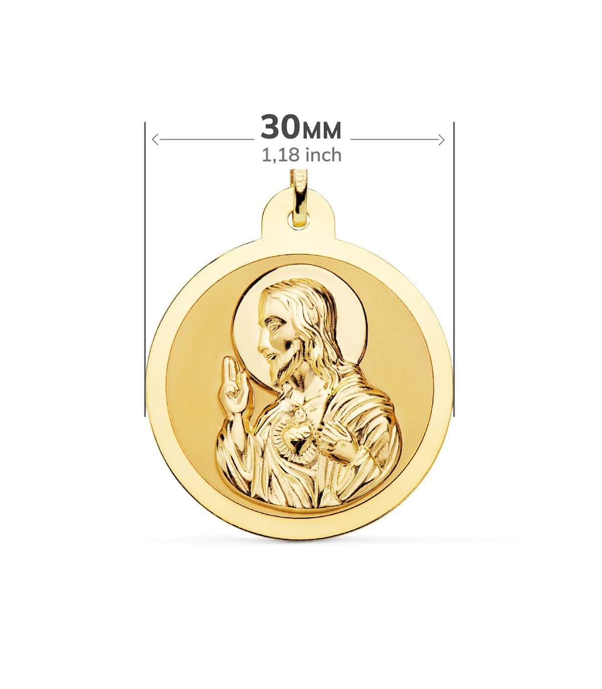 Escapulario V. Carmen y C. Jesús Oro 18K 30 mm Brillo