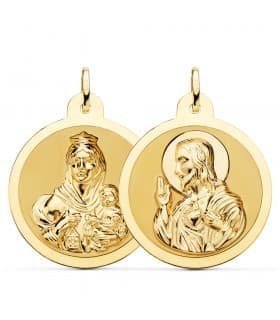 Escapulario V. Carmen y C. Jesús Oro 18K 30 mm Brillo