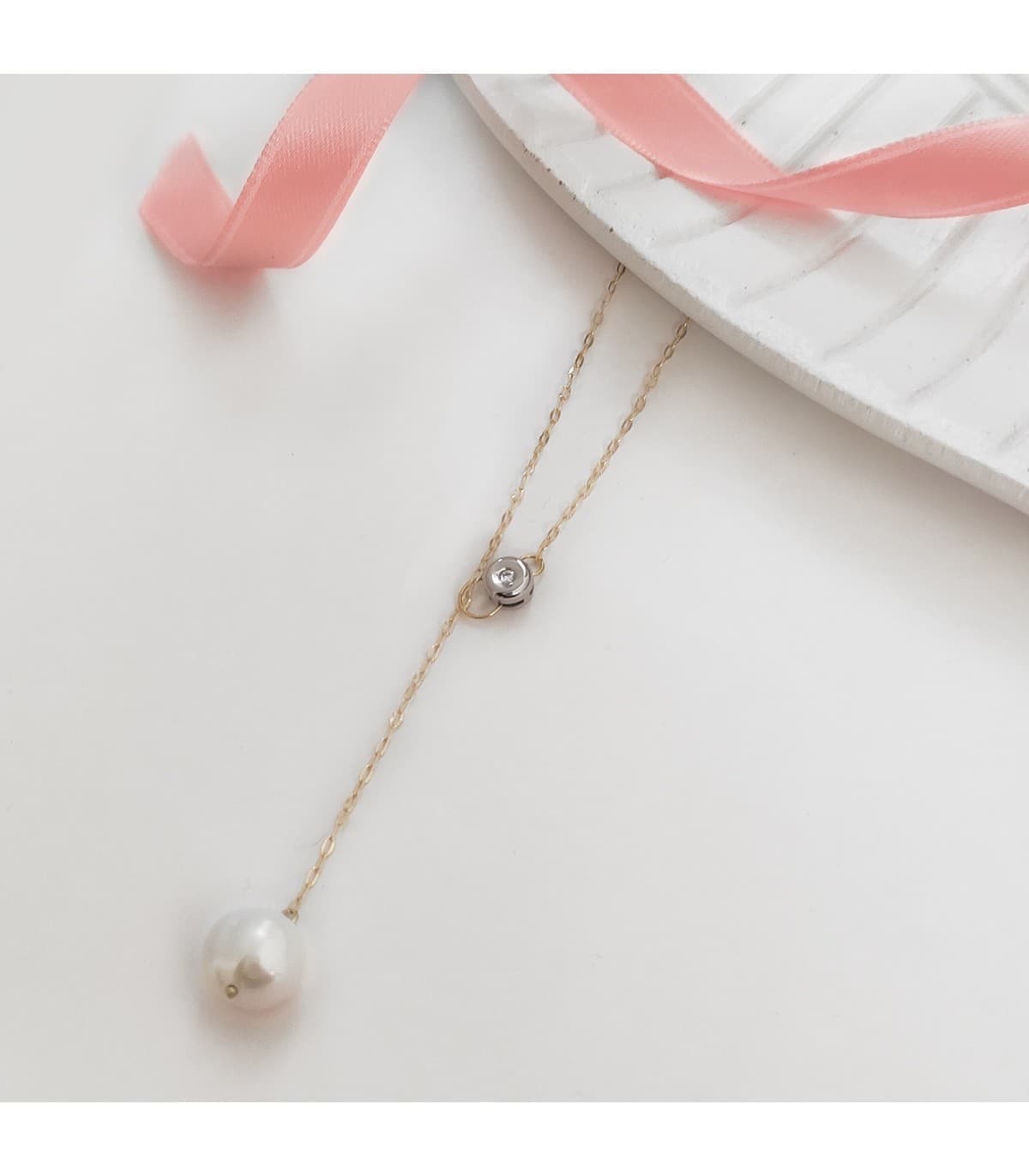 Collier femme Or 18K Pearl & Diamond 0.015 Ct.