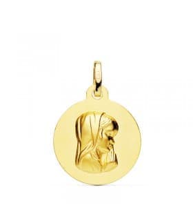 Medalla Virgen niña Oro 18K 16mm Matizada