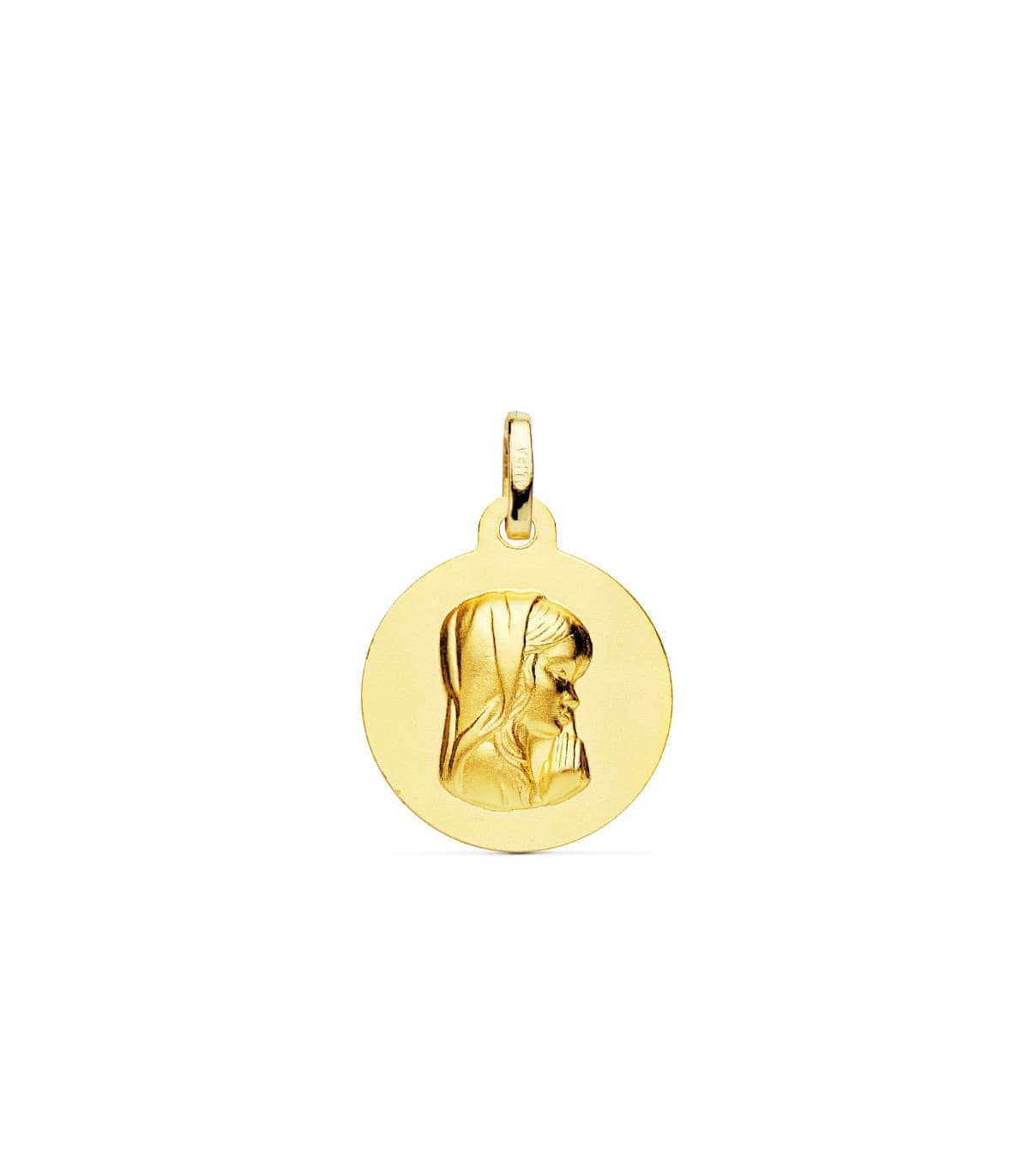 Médaille 18k 16mm Vierge en prière Mate