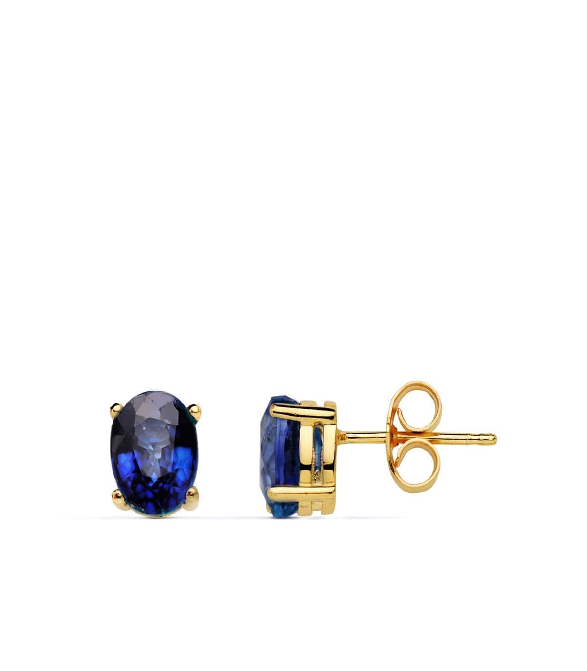 Ohrstecker Saphir Oval 4 Krappe | Goldohrringe 750/ 18K, Schmuck für Damen