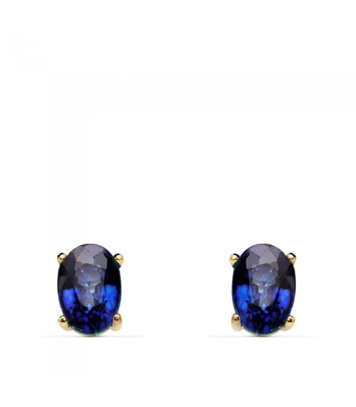 Saphir Ohrringe online kaufen | Oval Ohrstecker mit Edelstein Blau aus 18K Gold.