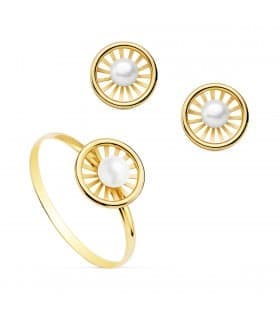 Parure Bijoux Fille Or Jaune 18K Chloe ajouré. Set de bijoux, cadeaux fille