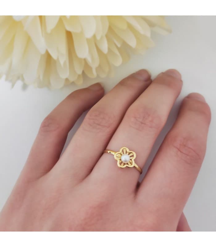 Juego Primera Comunión Oro Amarillo 18K Chloe Flor Conjunto Niña