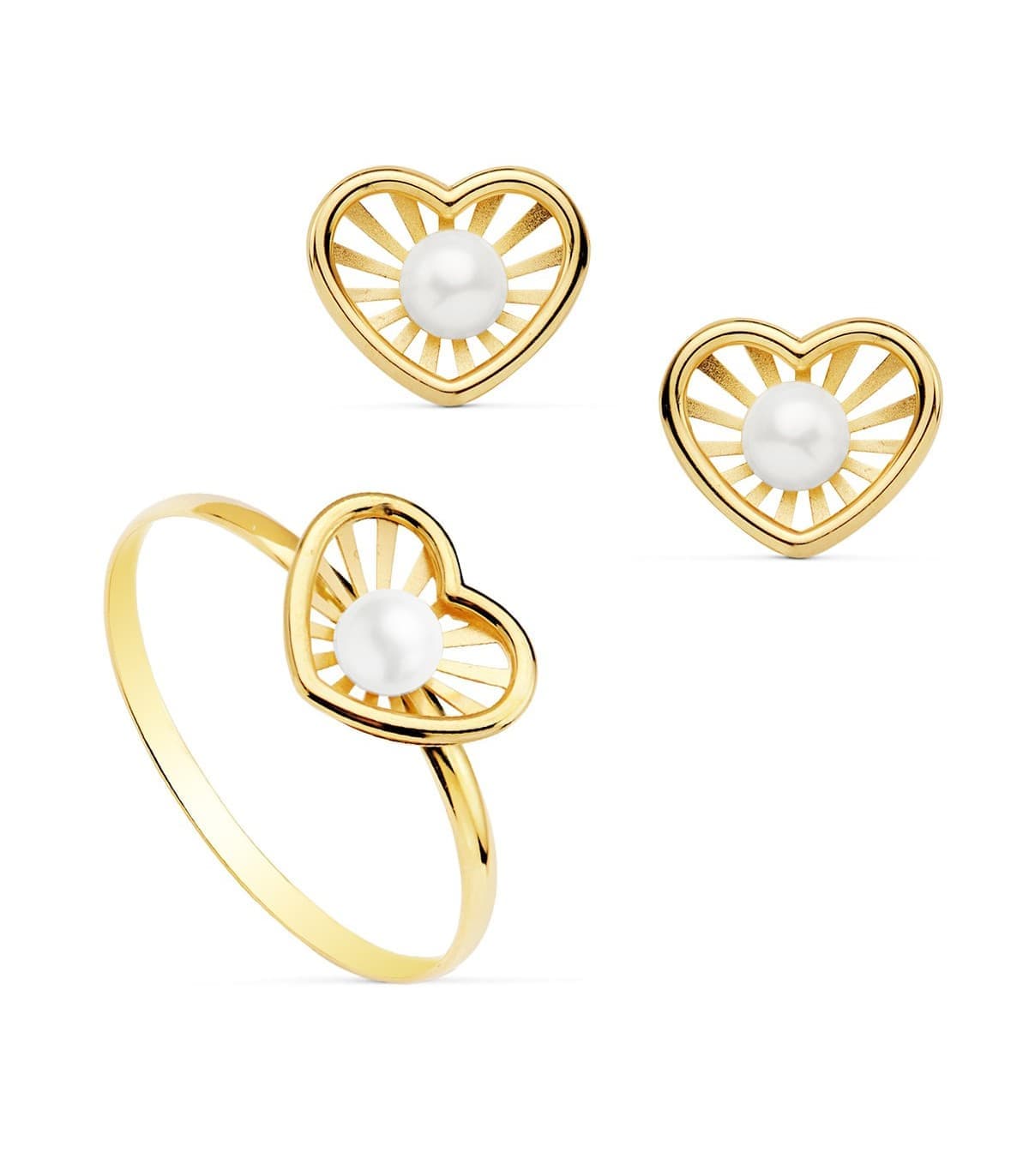 Parure Bijoux Fille Or Jaune 18K Chloe Cœur, cadeau pour filles.