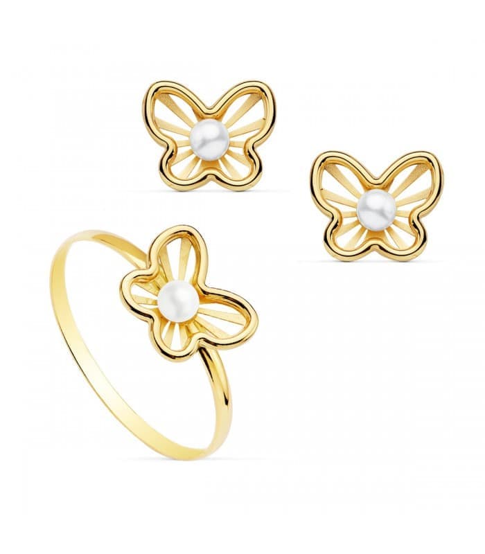 Juego de Comunión Oro Amarillo 18K Chloe Mariposa