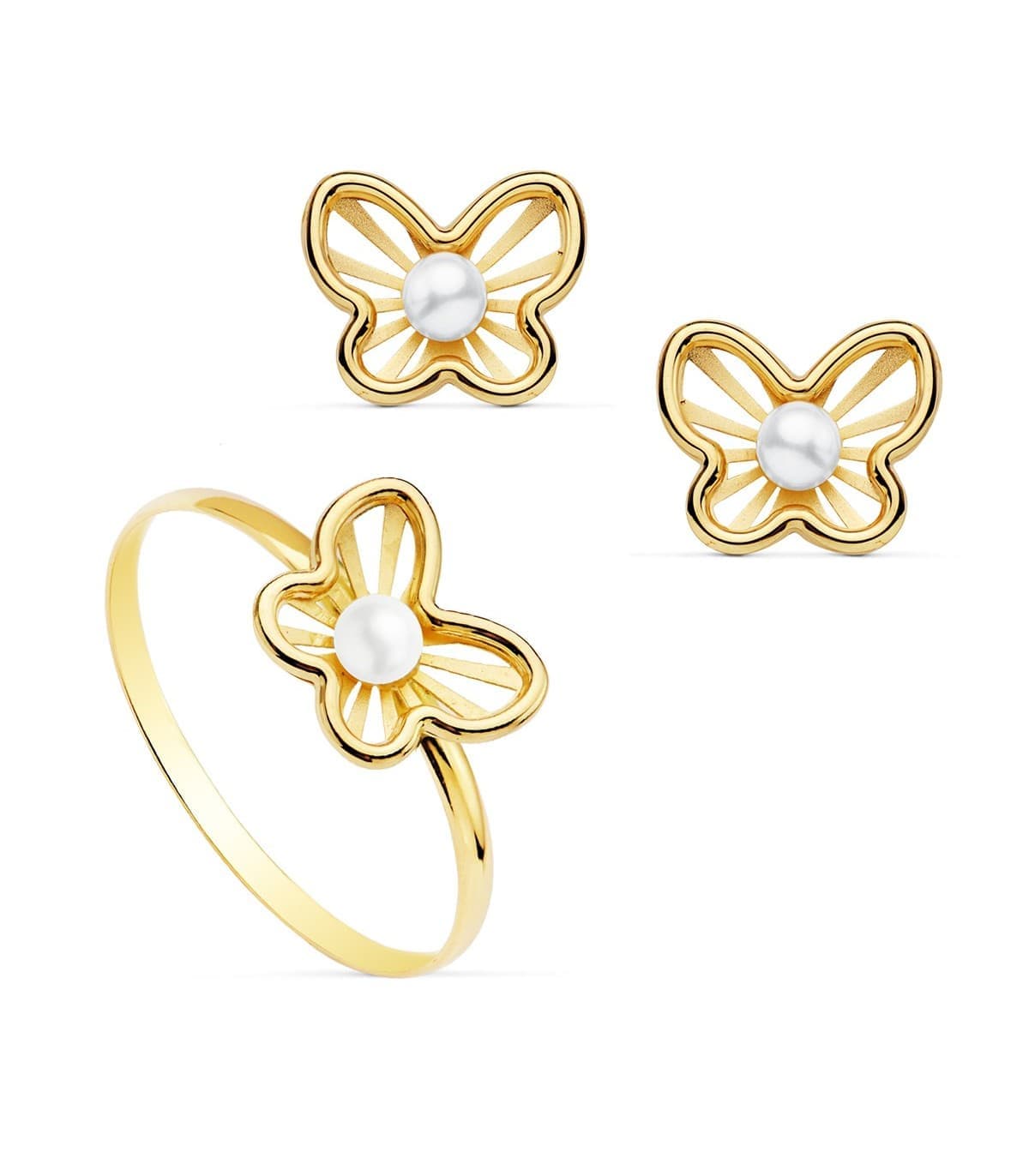 Juego de Comunión Oro Amarillo 18K Chloe Mariposa