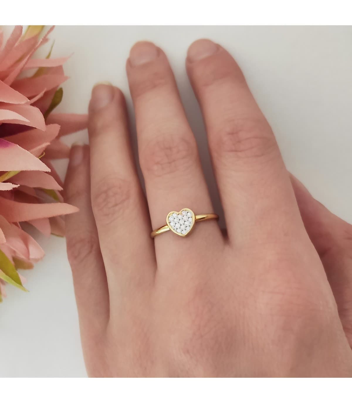 Parure de bijoux Fille 2 Ors 18K Cœur. Cadeaux bagues pour filles.