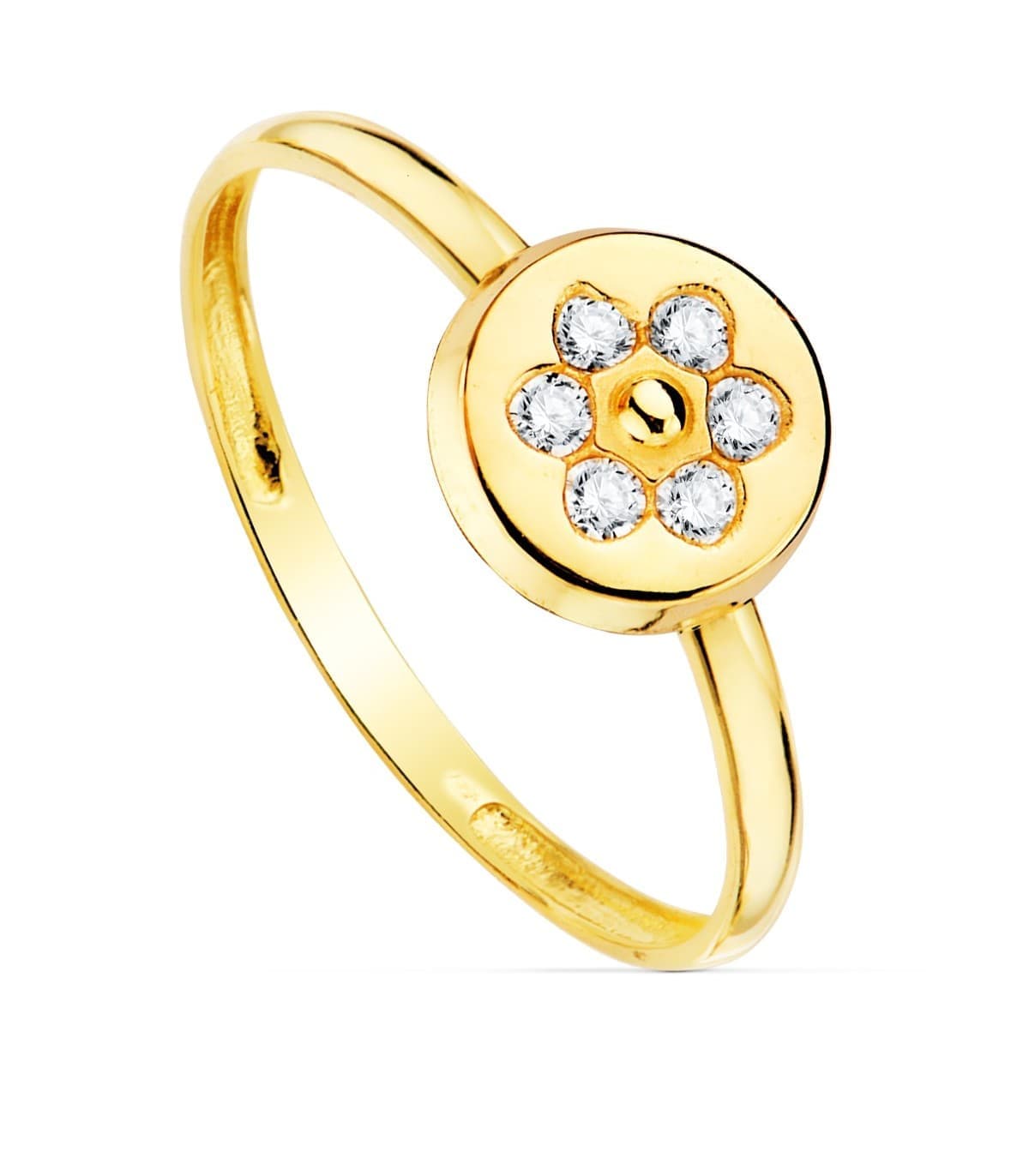 Parure de bijoux fille Or Jaune 18K Cercle.  Cadeaux de première communion, bague.