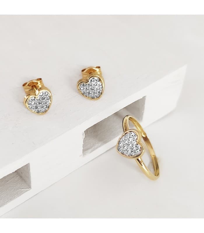Juego de Comunión Oro Bicolor 18K Corazón
