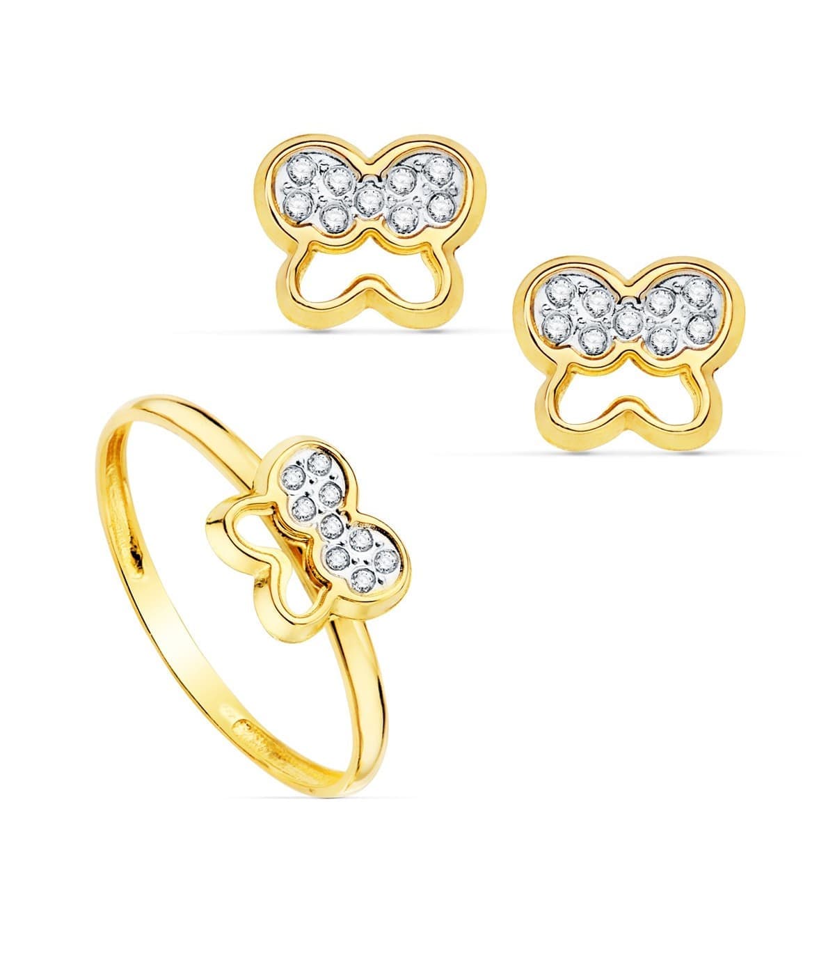 Juego de Comunión Oro Bicolor 18K Mariposa