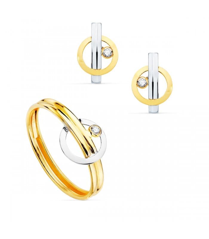 Juego Primera Comunión Oro Bicolor 18K Círculo - conjunto de comunion