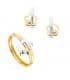Juego Primera Comunión Oro Bicolor 18K Flor conjunto de comunion