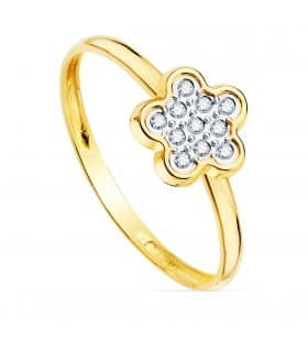 Parure de bijoux Fille 2 Ors 18K Fleur. Bague en or.
