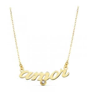 Collier Femme Or jaune 18K Texte "Amor"