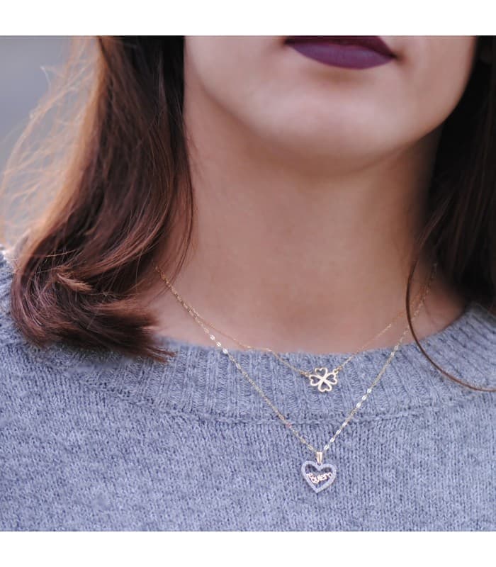Ciondolo Love "Te quiero" oro bicolore 18kt zirconi - regali per San Valentino
