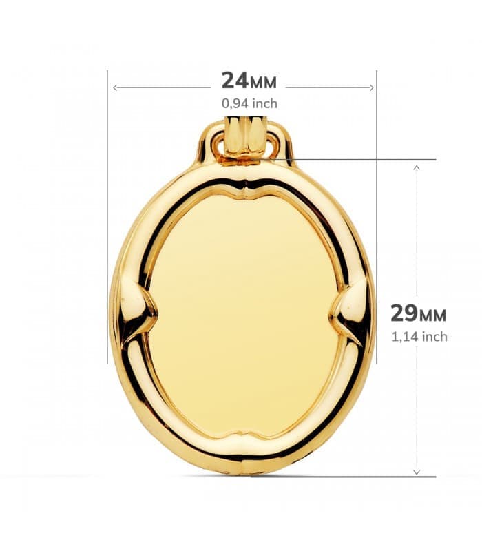 Chapa Oval Brillo Borde Oro 18K 29mm