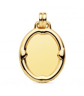 Chapa Oval Brillo Borde Oro 18K 29mm