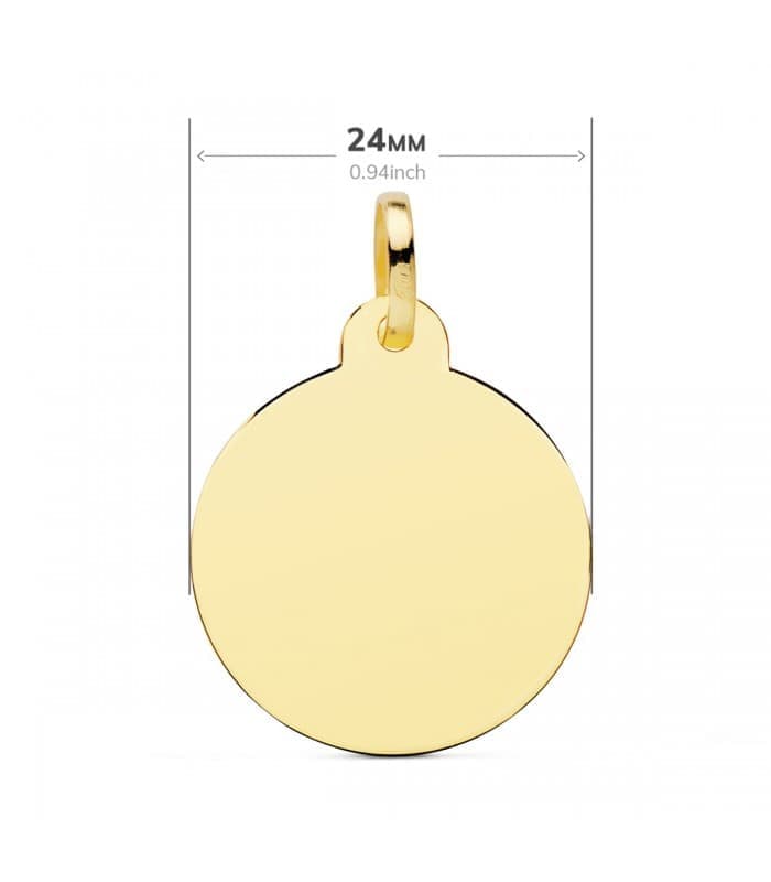 Chapa Redonda Oro 18K 24 mm Brillo colgate personalizado joya con fotografia