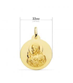 Escapulario V. del Carmen y C. Jesús Oro 18K 22 mm