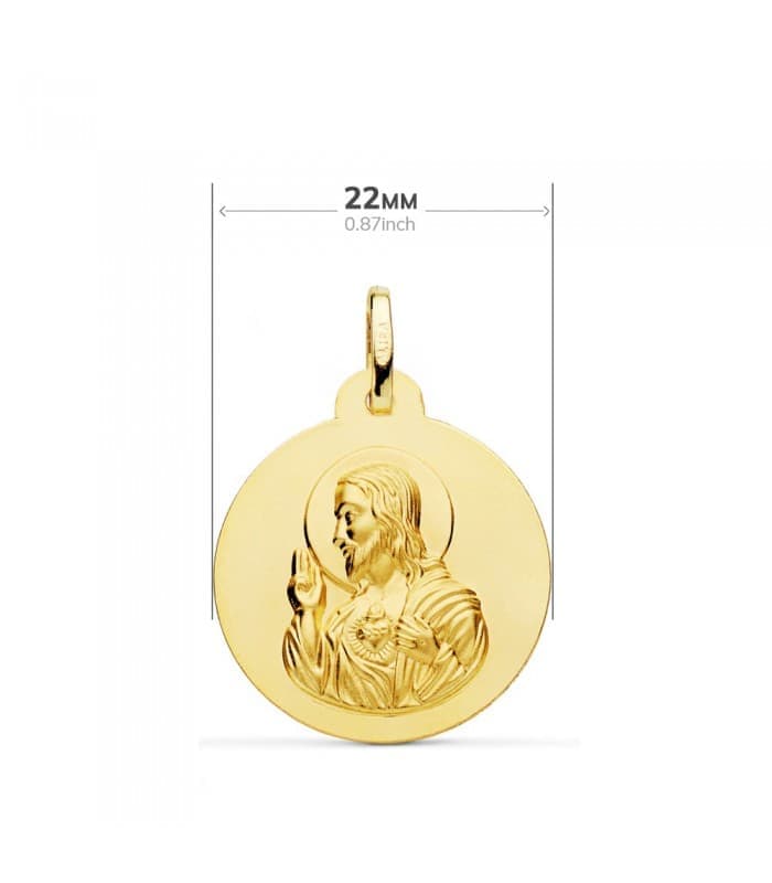 Escapulario V. del Carmen y C. Jesús Oro 18K 22 mm