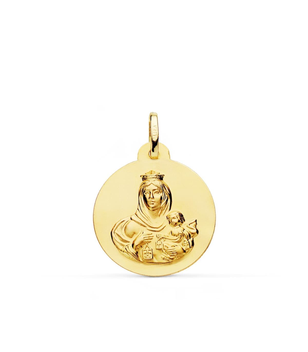 Escapulario V. del Carmen y C. Jesús Oro 18K 22 mm