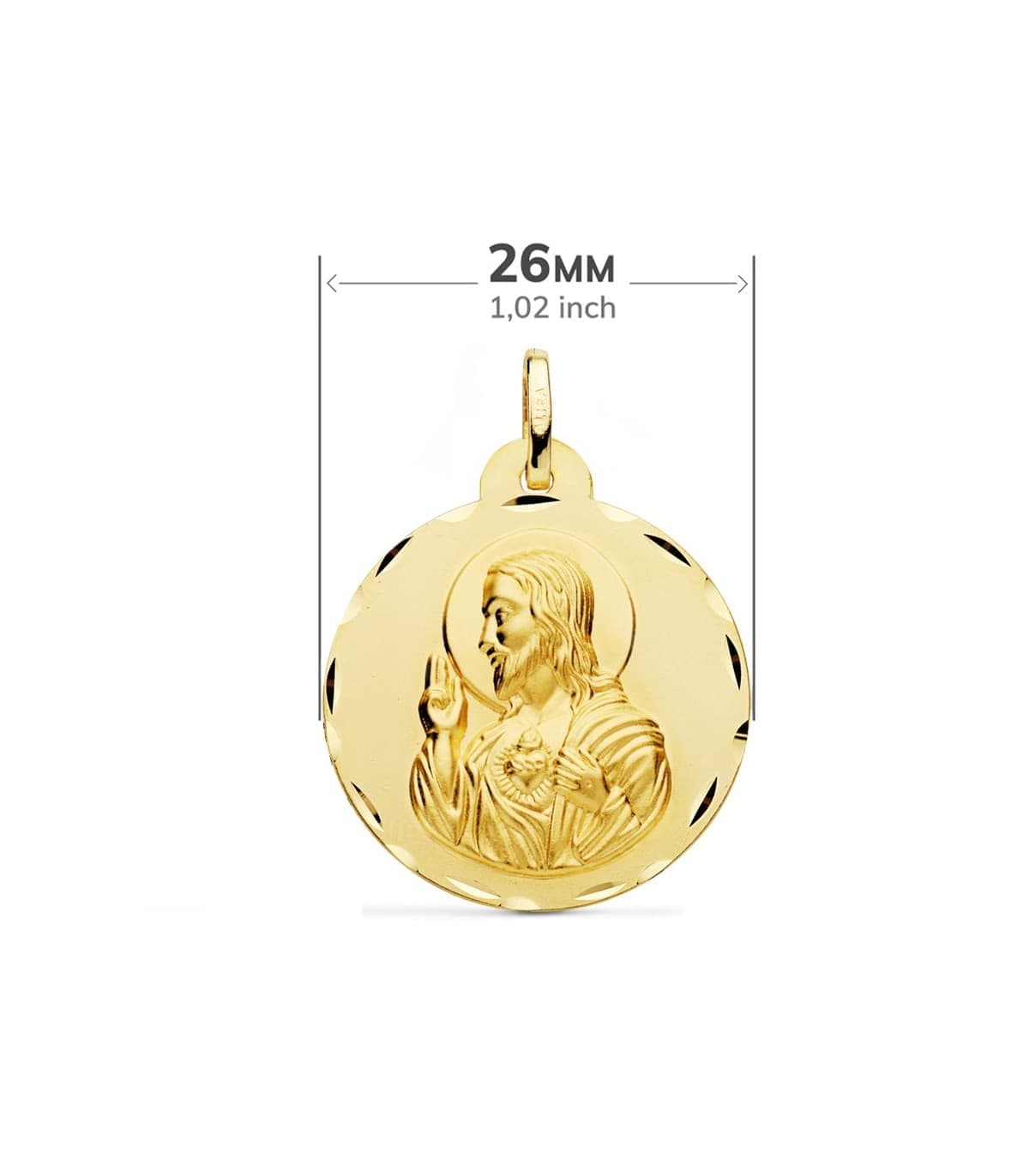 Escapulario medalla religiosa Virgen Carmen Corazón de Jesús tallado  26 mm