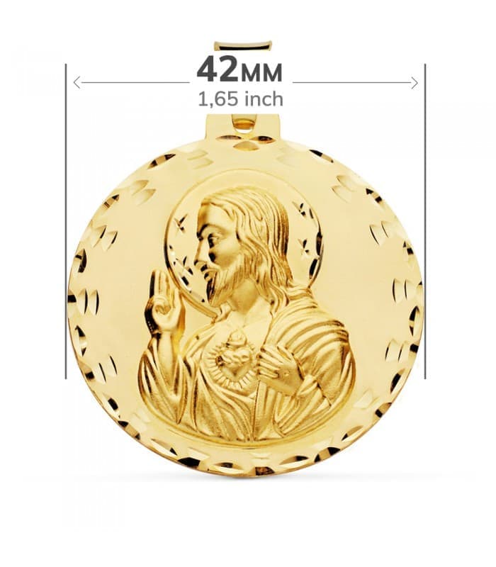 Escapulario V. del Carmen y Corazón de Jesús Oro 18k 42 mm