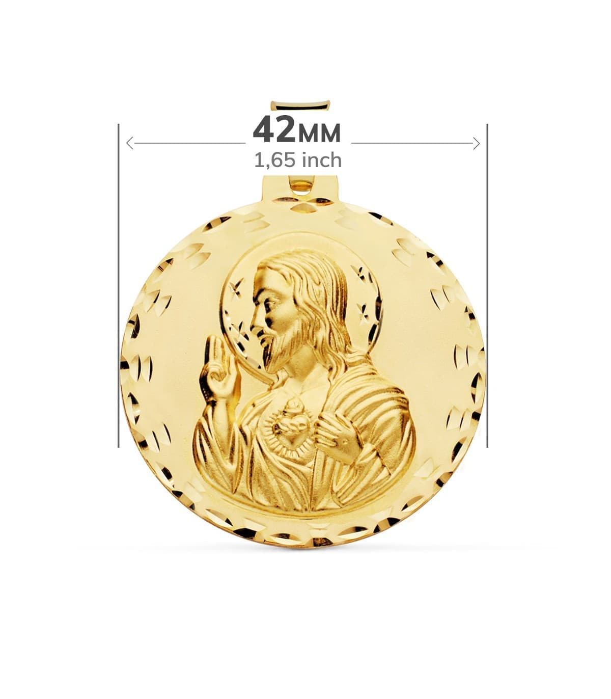 Escapulario V. del Carmen y Corazón de Jesús Oro 18k 42 mm