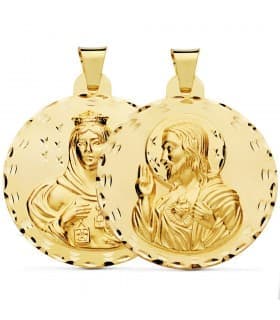 Escapulario V. del Carmen y Corazón de Jesús Oro 18k 42 mm