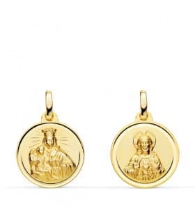 V. Carmen y C. Jesús Oro 18K Escapulario Bisel 16 mm