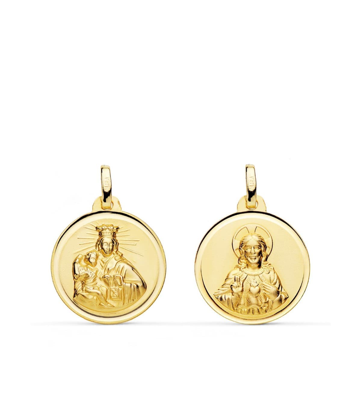 V. Carmen y C. Jesús Oro 18K Escapulario Bisel 18mm