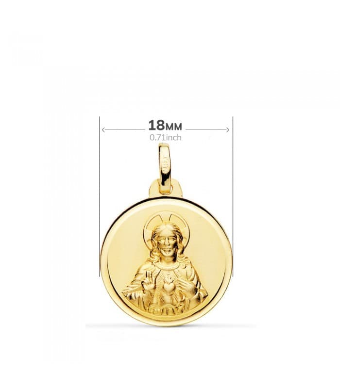 V. Carmen y C. Jesús Oro 18K Escapulario Bisel 18mm